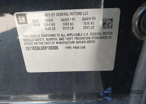 2014 Chevrolet Malibu 2Lt from USA, damaged, VIN 1G11E5SLXEF130309